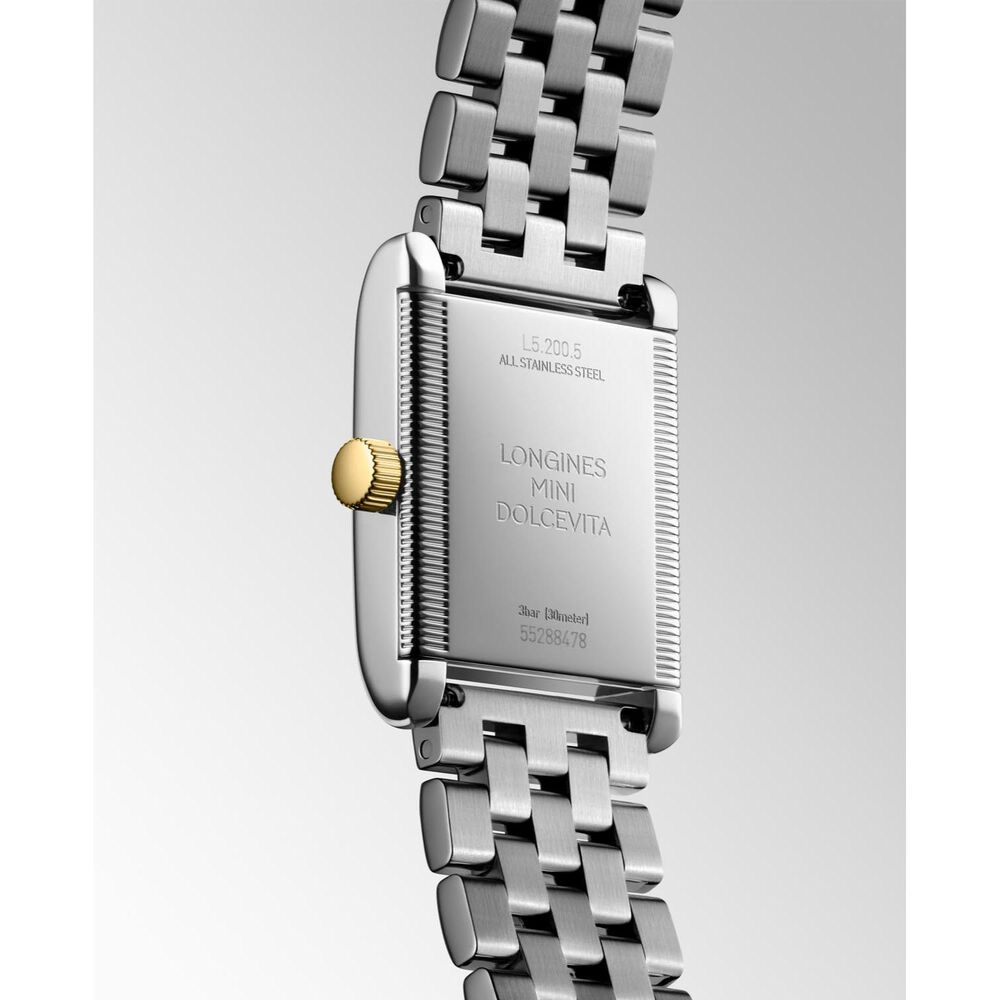 Longines Mini Dolcevita 21.5x29mm Silver Flinqué Dial Two Tone Bracelet Watch image number 4