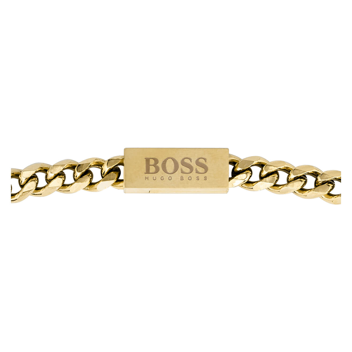 BOSS Mens Carter Collection Logo Engraved TwoToned Chain Bracelet Gold Silver
