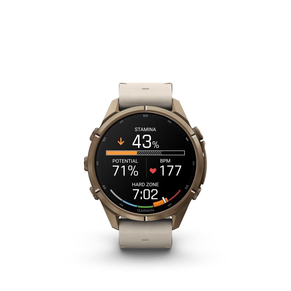 Garmin fenix 9 Pro 43mm Autumn Gold Titanium Bone Leather Strap Watch