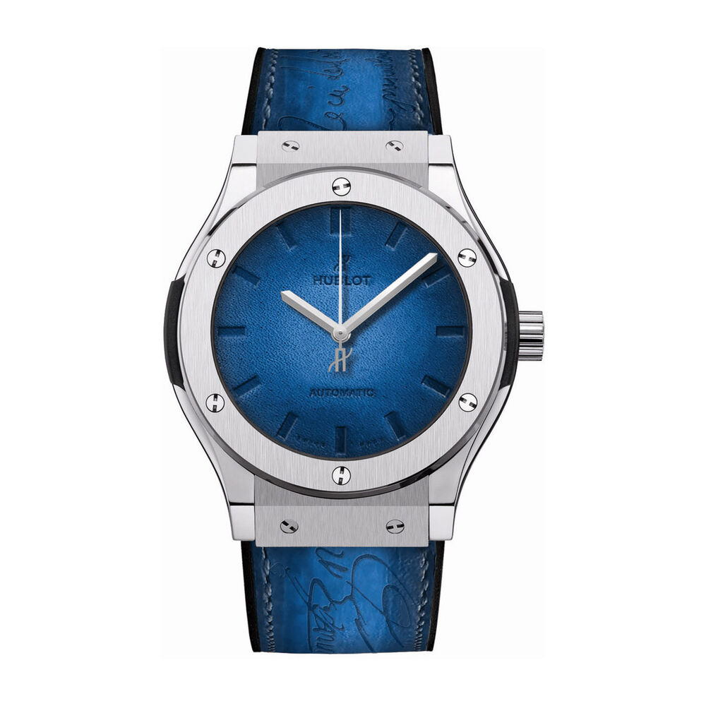 Pre-Owned Hublot Classic Fusion 45mm Blue Dial Leather Strap Watch image number 0