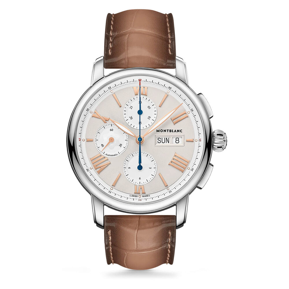 Montblanc Star Legacy 43mm Silver Dial Brown Strap Watch