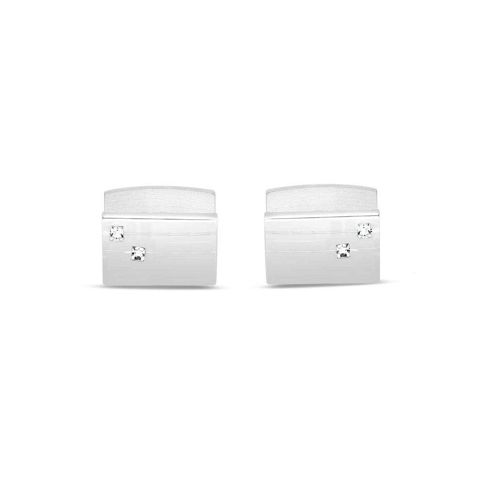Silver cubic zirconia cufflinks