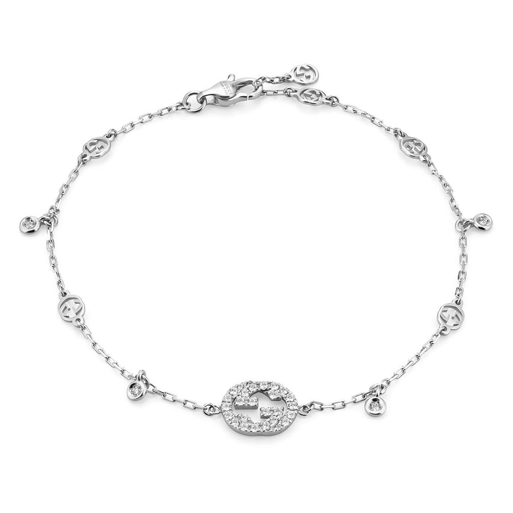Gucci Interlocking White Gold Diamond Bracelet (Size M, 6.7")