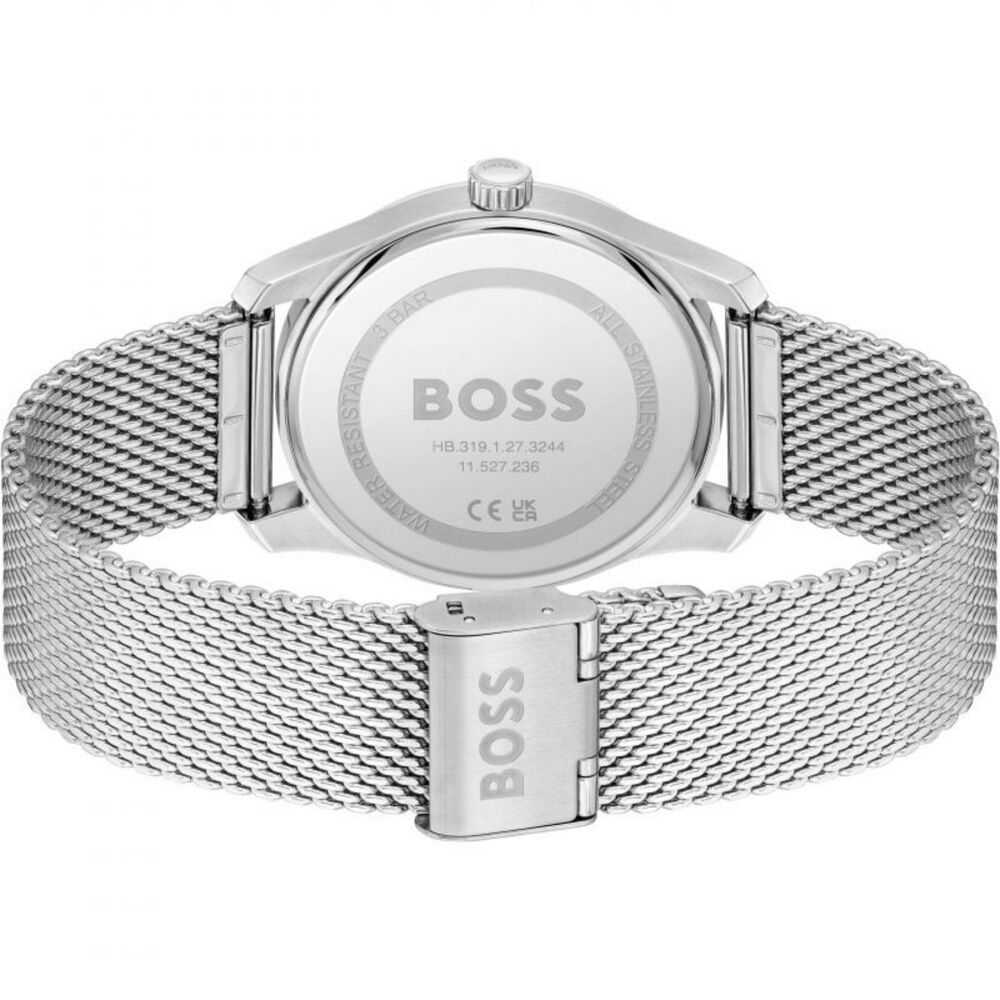 BOSS Principle 41mm Blue Dial 3 Hands Mesh Bracelet Watch image number 1