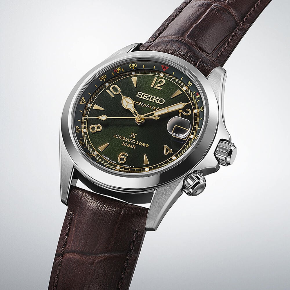 Seiko Prospex Alpinist 39.5mm Classic Pine Green Dial Brown Leather Strap Watch