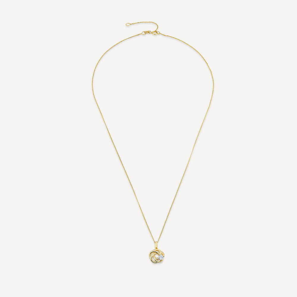 9ct Yellow Gold Cubic Zirconia Set Open Knot Pendant image number 2
