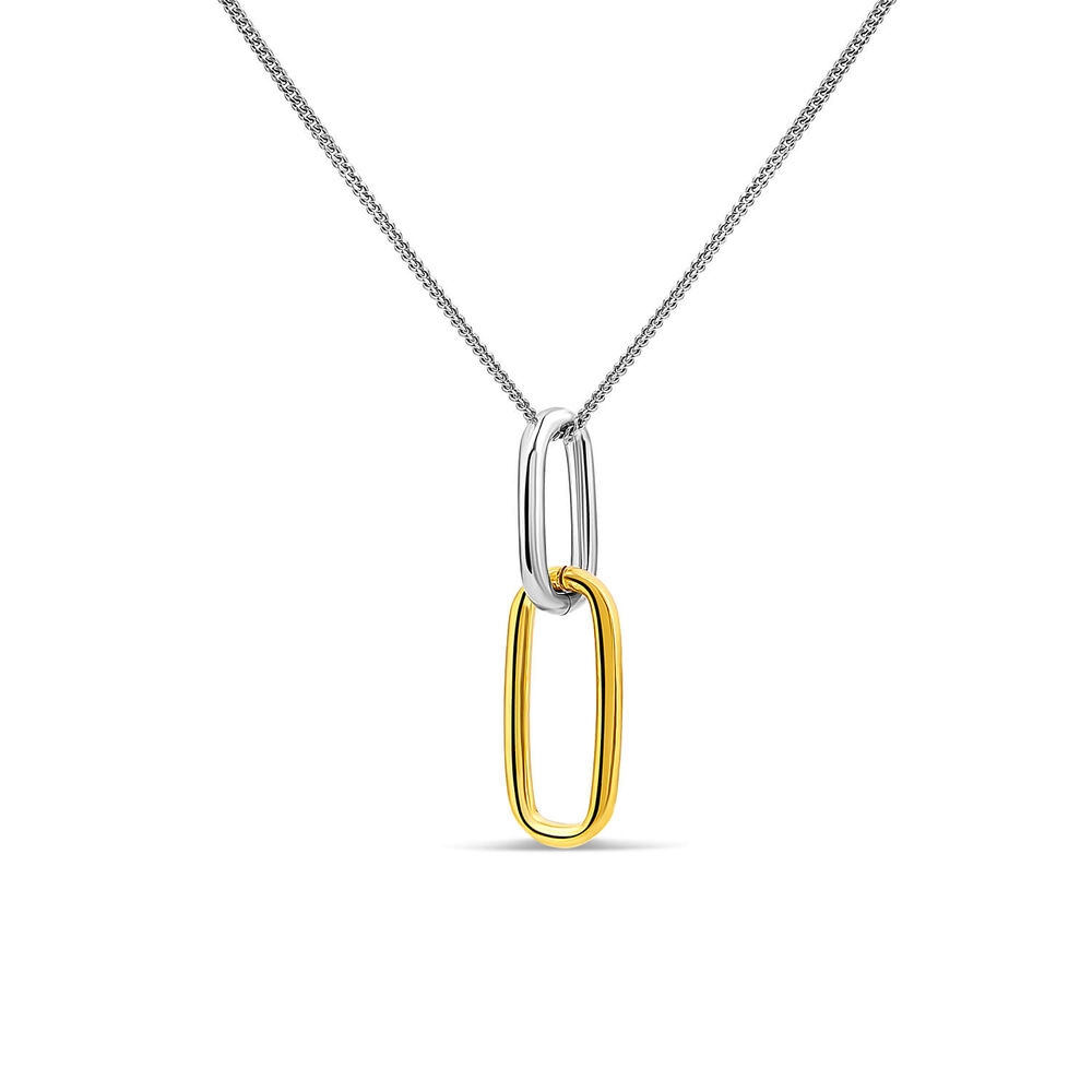 Sterling Silver Two Tone Double Oval Link Pendant