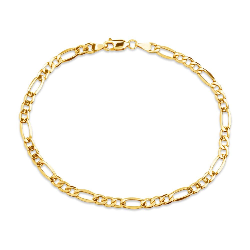 9ct Yellow Gold 21cm Men's Figaro Bracelet image number 0