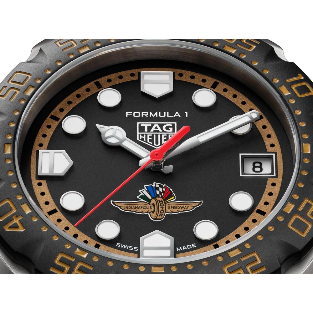 TAG Heuer Formula 1 Solargraph x Indy 500 38mm Black & Brown Dial Steel Bracelet Watch