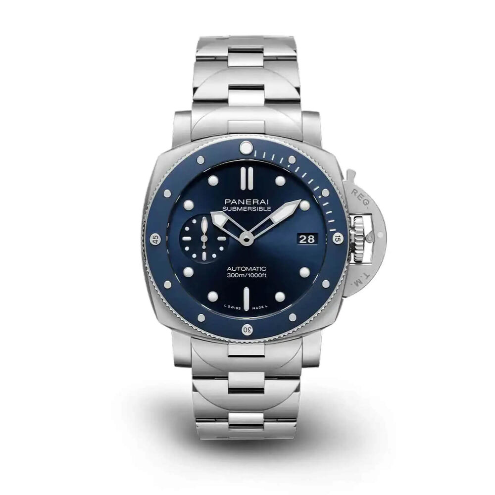 Panerai Submersible 42mm Blu Notte Blue Dial Silver Bracelet Watch
