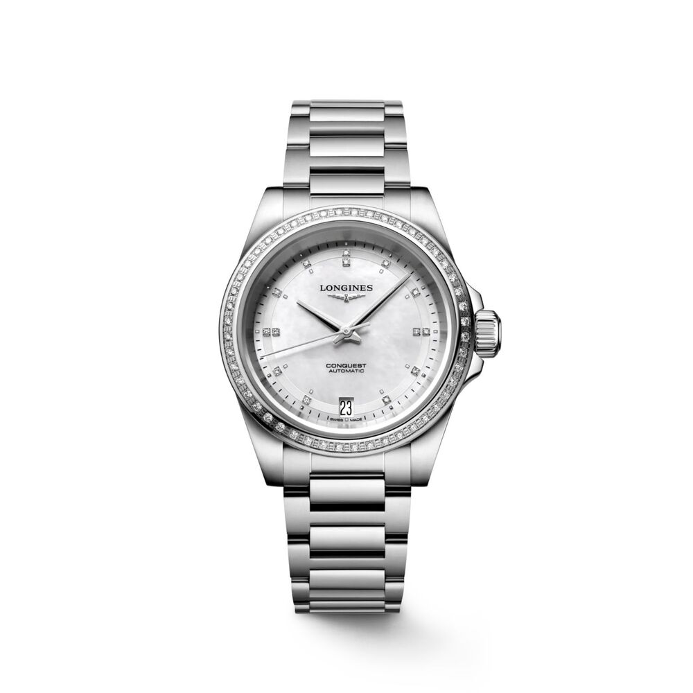 Longines Conquest 2023 34mm Pearlised Dial Steel Case & Bracelet Ladies' Watch image number 0