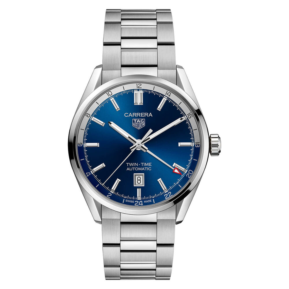 TAG Heuer Carrera 41mm Blue Dial Calibre 7 Steel Case Bracelet Watch