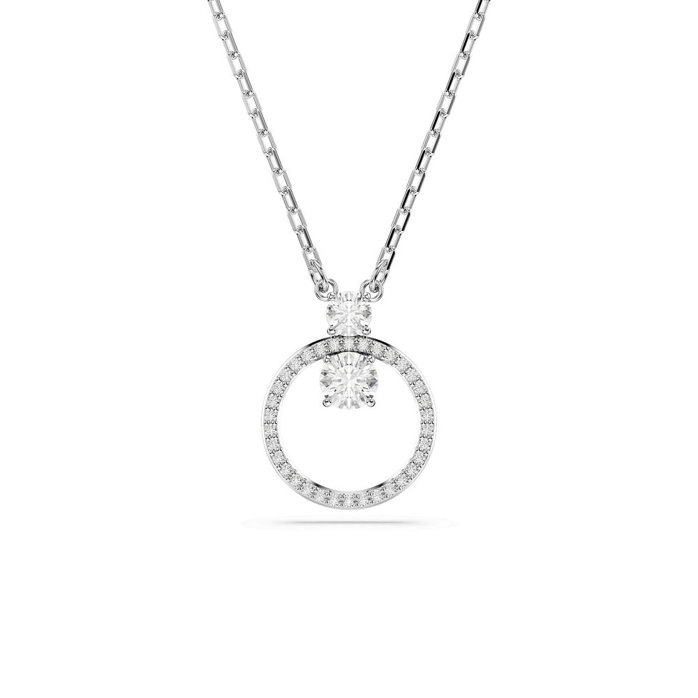 Swarovski Constella Crystals & Cubic Zirconia Rhodium Plated Circle Pendant