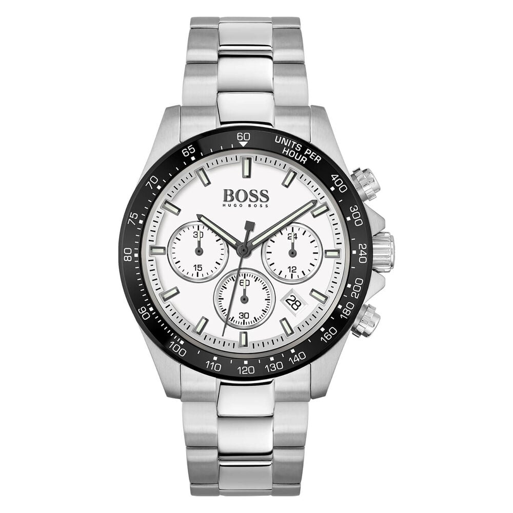 Hugo BOSS Hero 43mm White Dial Chronograph Bezel Steel Case Bracelet Watch image number 0