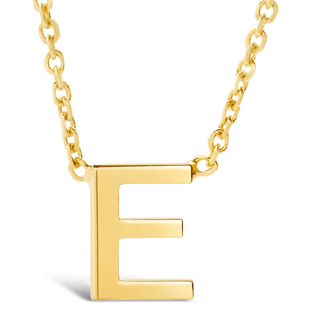9 Carat Yellow Gold Petite Initial E Necklet  (Special Order) (Chain Included)
