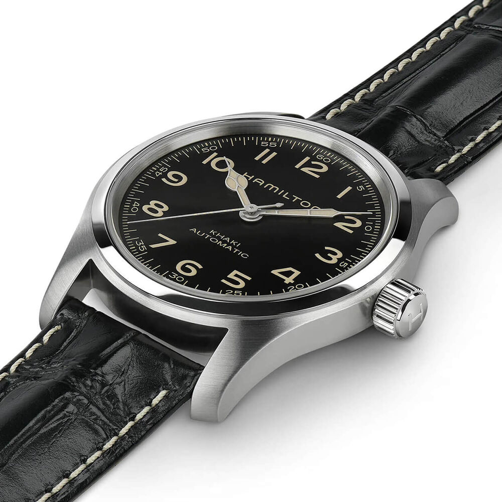 Hamilton Khaki Field Murph Auto 42mm Black Dial Leather Strap & Steel Bracelet Bundle Watch image number 1