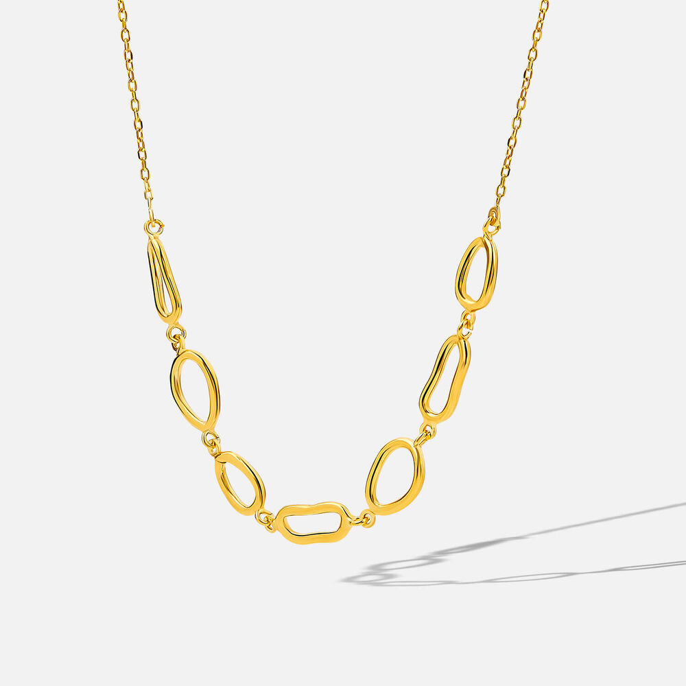 Yellow Gold Plated Sterling Silver Open Tear Loop Necklet