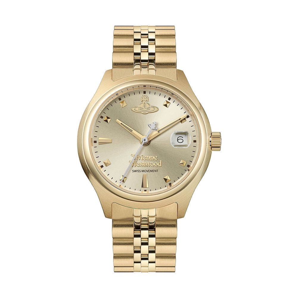 Vivienne Westwood Little Camberwell 29mm Champagne Dial Gold Steel Bracelet Watch image number 0