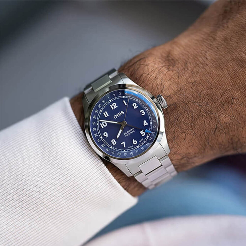 Oris Big Crown Pointer Date 40mm Purple Dial Steel Bracelet Watch image number 1