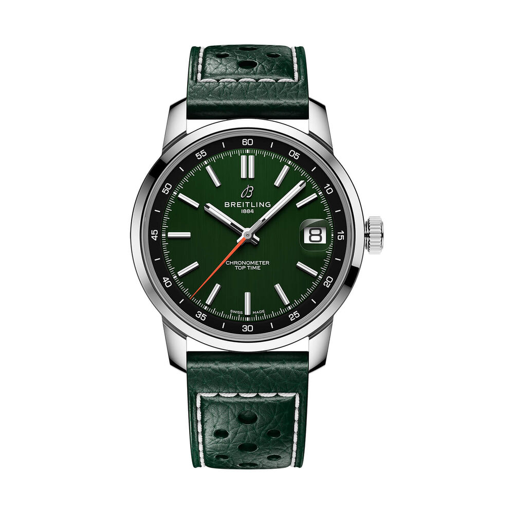 Breitling Top Time B31 38mm Green Dial Green Leather Watch