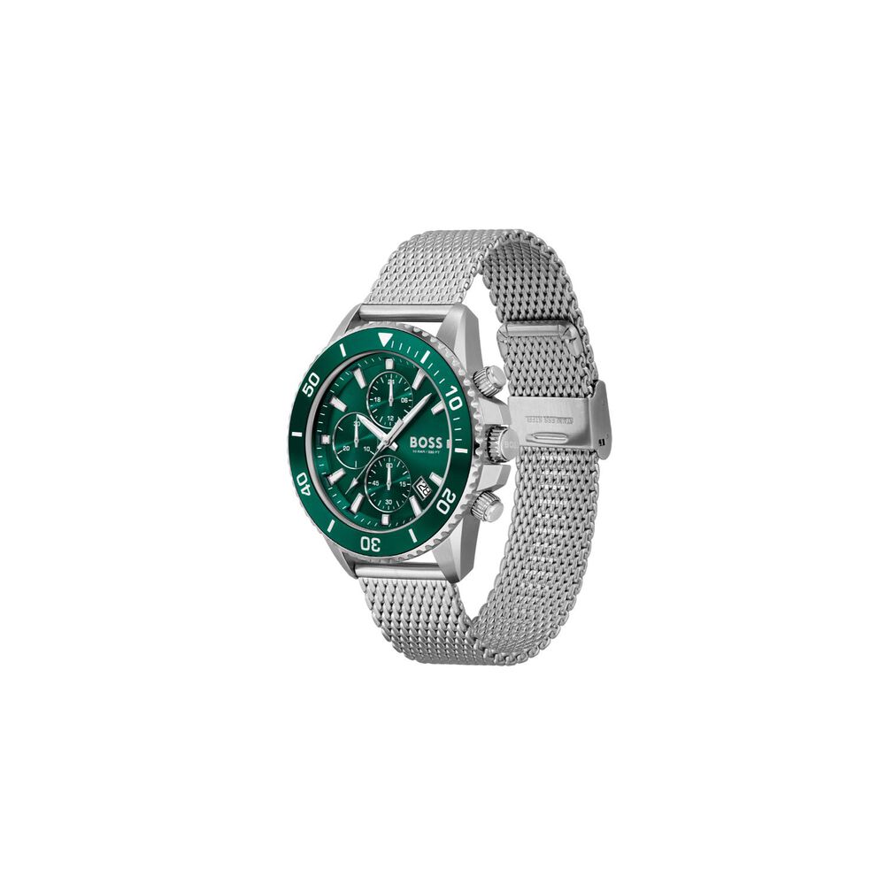 BOSS Admiral 46mm Green Dial Chronograph Steel Case Bracelet Watch