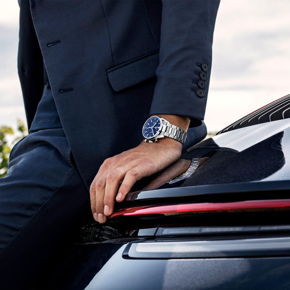 TAG Heuer Carrera Chronograph 42mm Blue Dial Stainless Steel Bracelet Watch image number 7