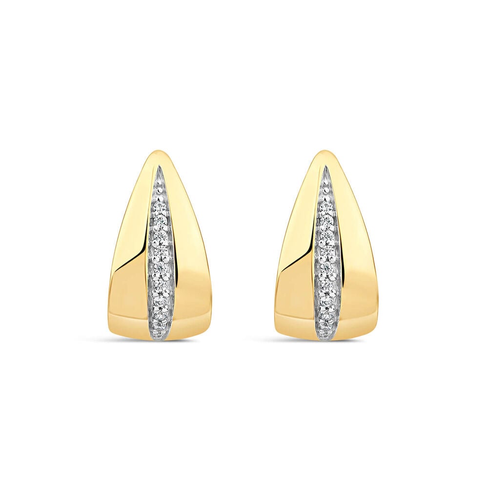 9ct Yellow Gold Diamond Centre Channel Polished Tear Shaped Earrings image number 0