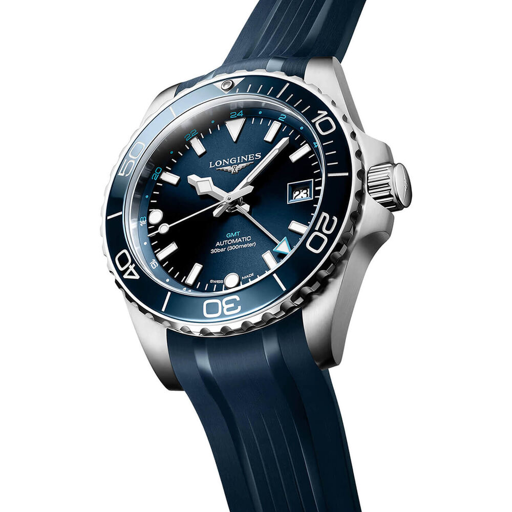 Longines Hydroconquest 41mm Sunray Blue Dial Ceramic Case Rubber Strap Watch image number 1