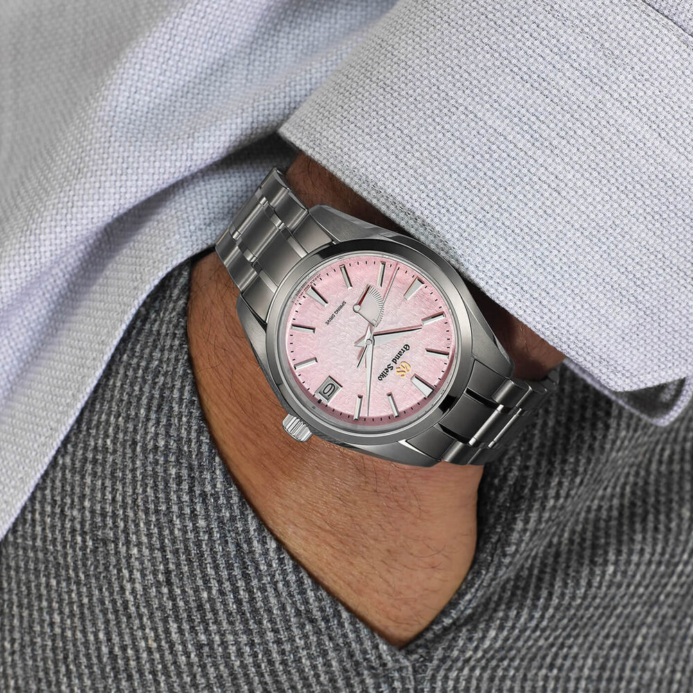Grand Seiko 'Pink Snowflake' Spring Drive 20th Anniversary Limited Edition 41mm Dial Bracelet Watch image number 10