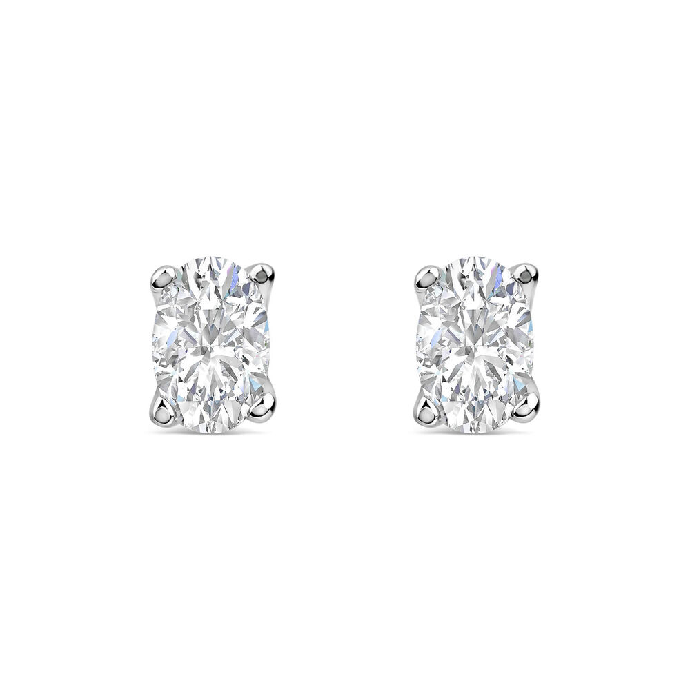 Born 9ct White Gold 0.80ct Lab Grown Oval Diamond Stud Earrings image number 0