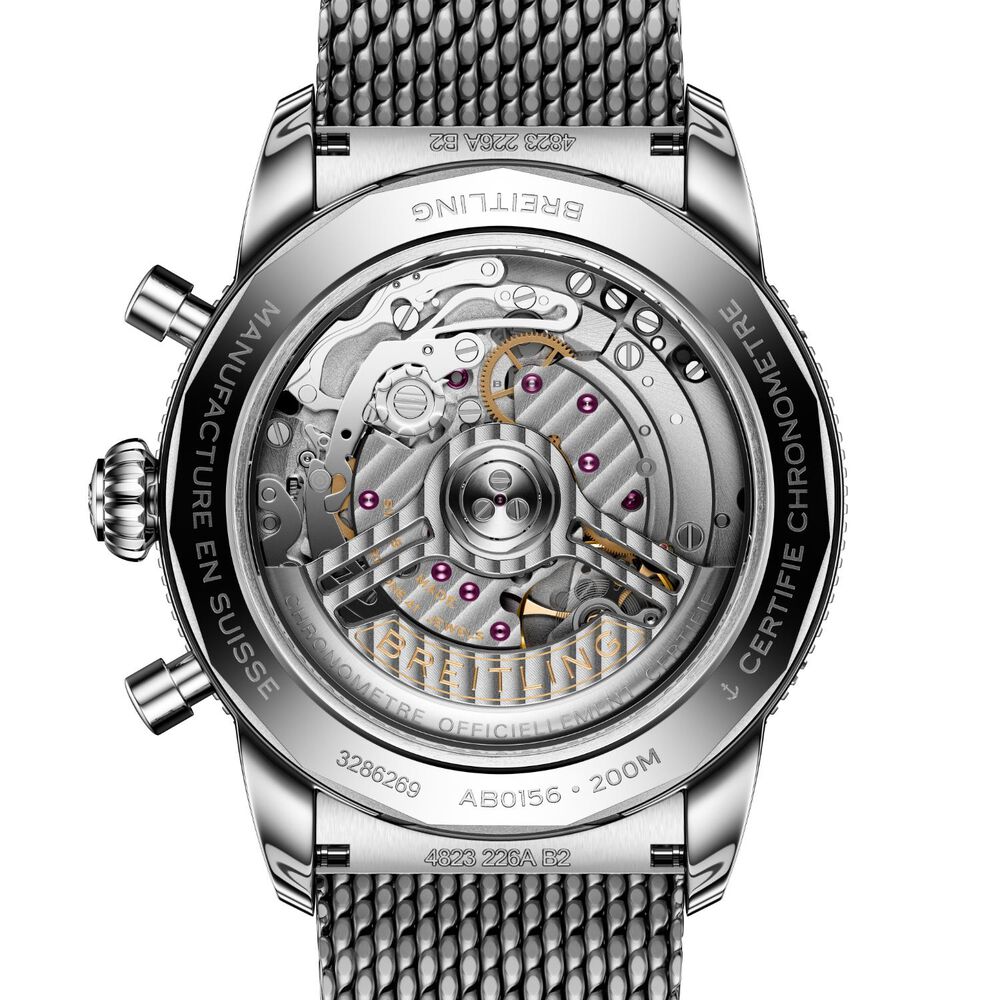 Breitling Superocean Heritage B01 Chronograph 42mm Black Dial Mesh Steel Bracelet Watch image number 3