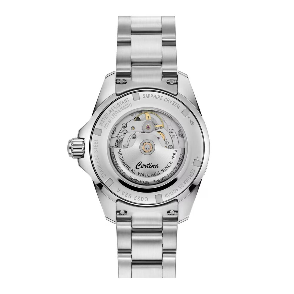 Certina DS Action GMT Powermatic 80 41mm Black Dial Green & Black Bezel Steel Bracelet Watch image number 2