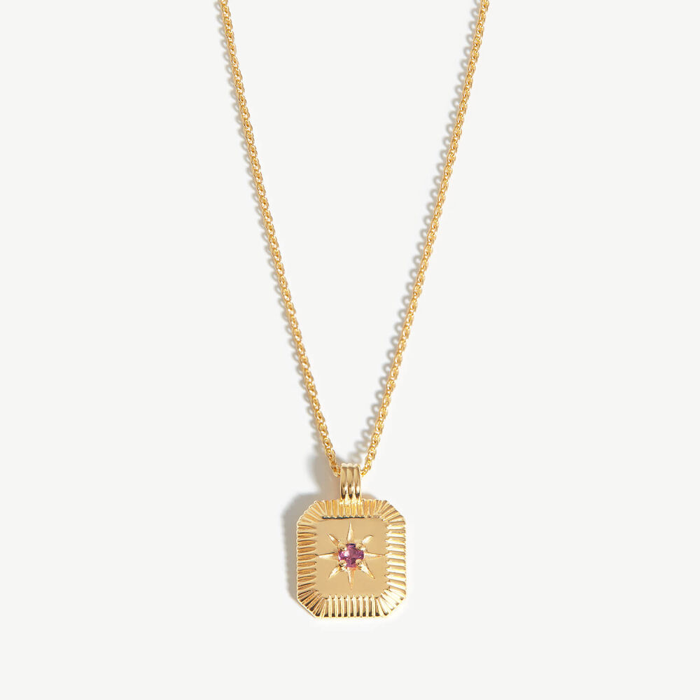 Missoma 18ct Gold Vermeil Sterling Silver Pink Tourmalline October Birthstone Pendant Necklace