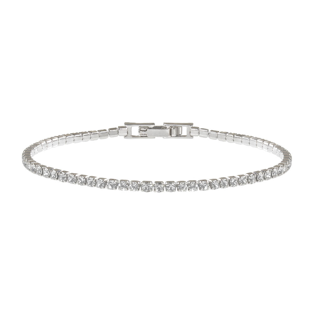 9ct White Gold CZ Tennis Style Bracelet