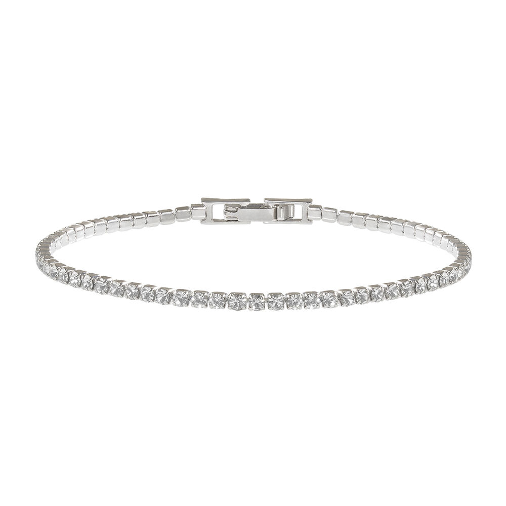9ct White Gold CZ Tennis Style Bracelet image number 0