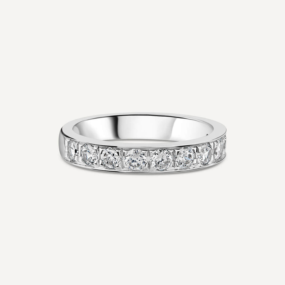 18ct White Gold 3.5mm 0.67ct Diamond Pave Set Wedding Ring- (Special Order) image number 2