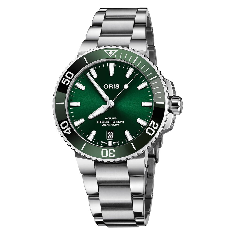 Oris Aquis 39.5mm Green Dial Stainless Steel Case & Bracelet Watch image number 0