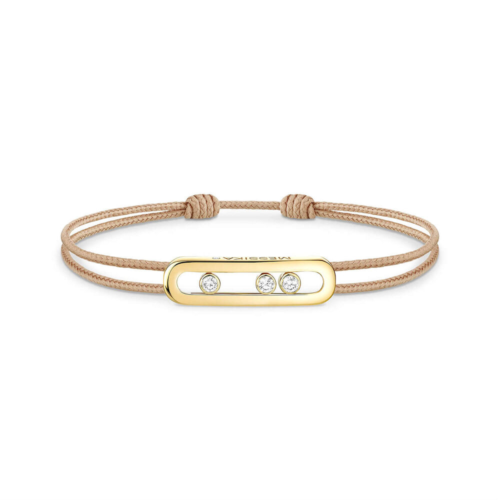 Messika Care(s) Yellow Gold 0.09ct Diamond Beige Cord Bracelet