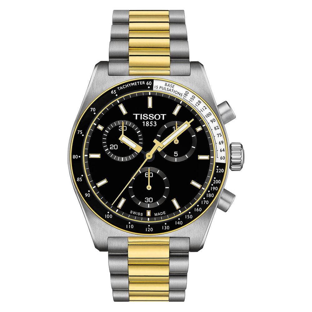 Tissot PR516 Chronograph 40mm Black Dial Two Tone Steel Bracelet Watch
