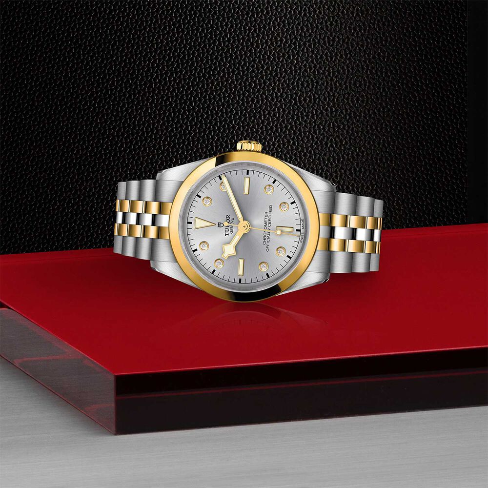 TUDOR Black Bay 36 S&G Silver Diamond Dot Dial Yellow Gold Bezel Watch image number 2