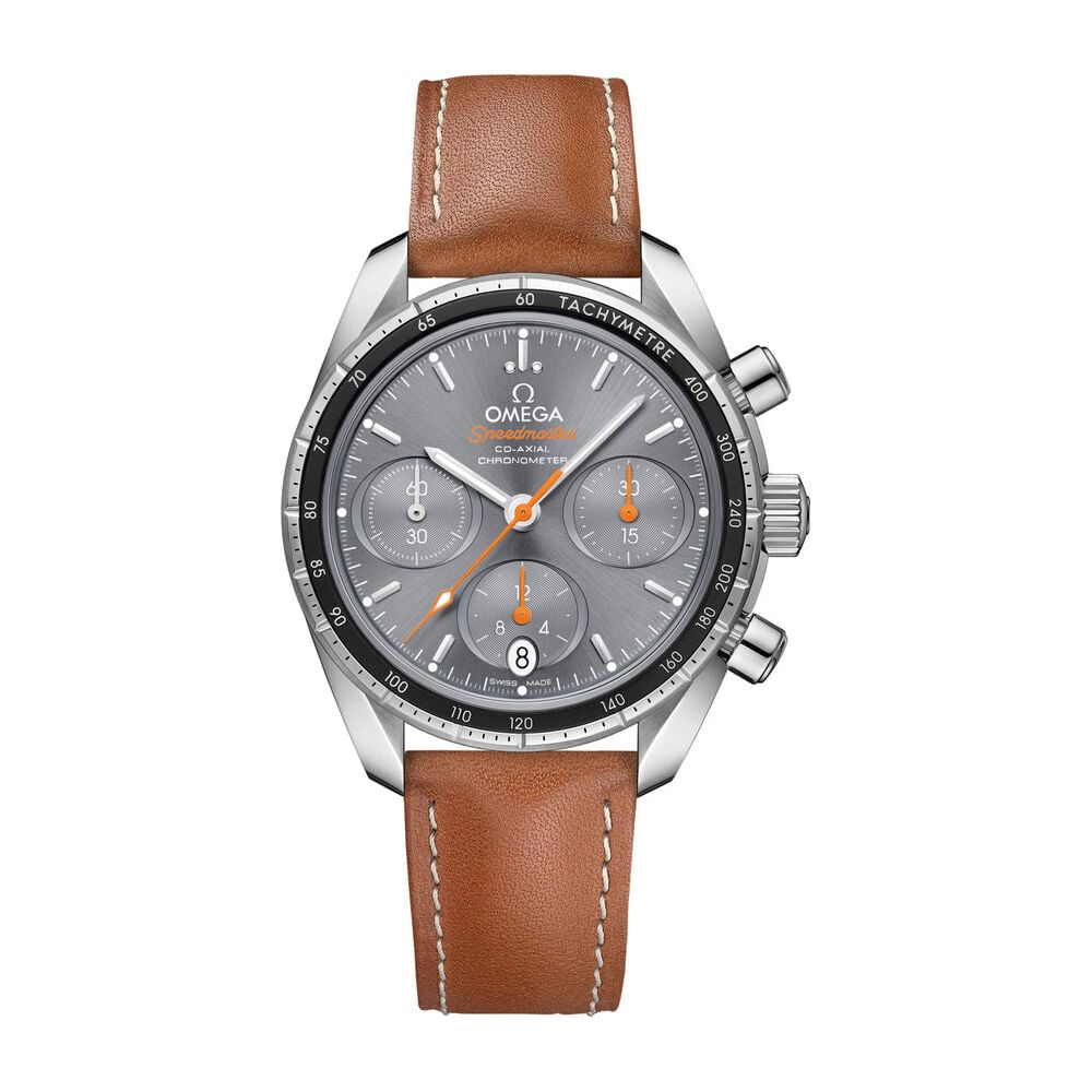 Omega Speedmaster Co-Axial Chronograph Brown Leather Strap Ladies' Watch image number 0