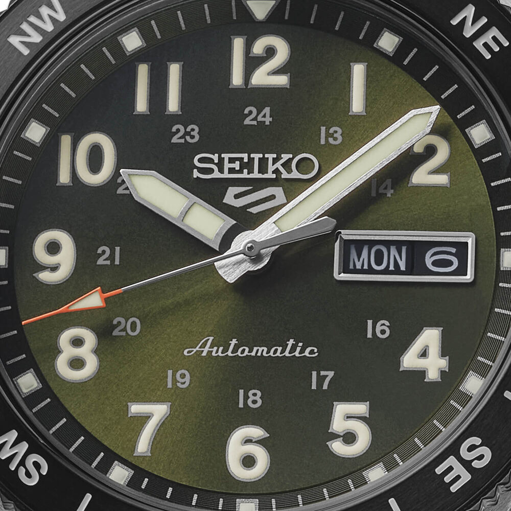 Seiko 5 Sports Field Fatigue Green 41mm Dial Khaki Nylon Strap Watch