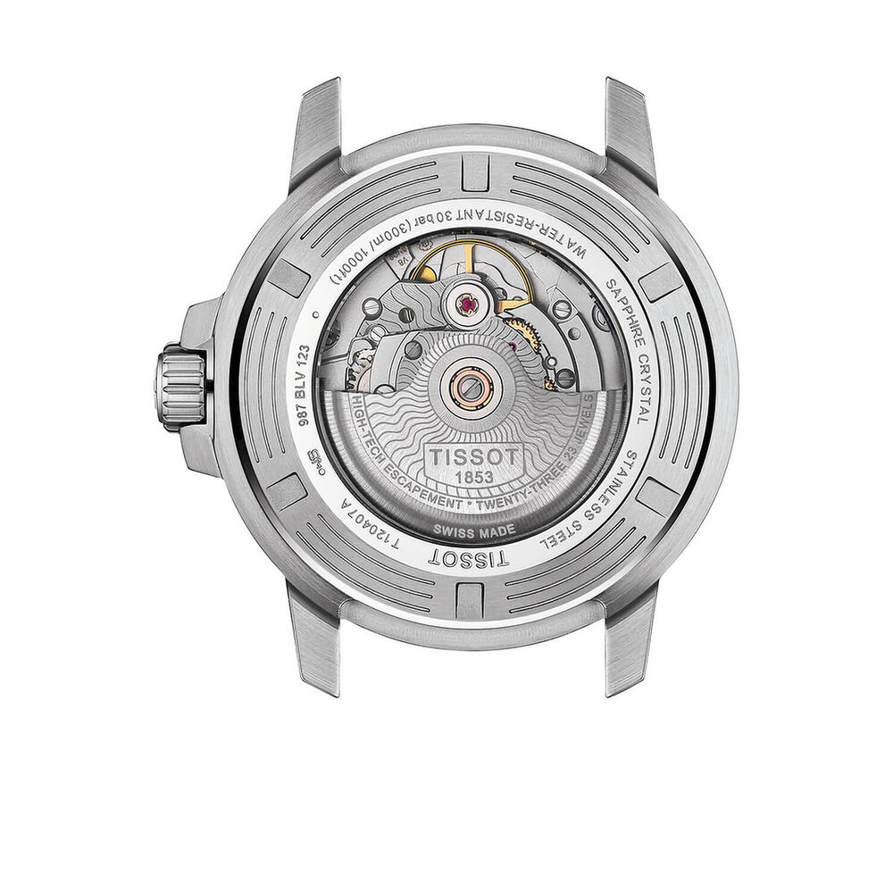 Tissot Seastar 43mm Green Dial Black Bezel Steel Case Bracelet Watch image number 1