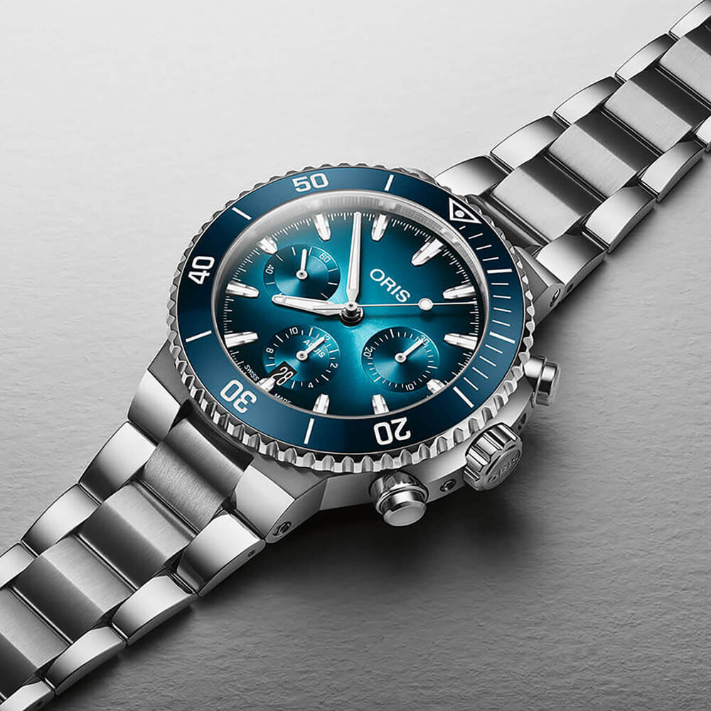 Oris Aquis Chronograph 43.5mm Blue Dial Stainless Steel Bracelet Watch image number 2
