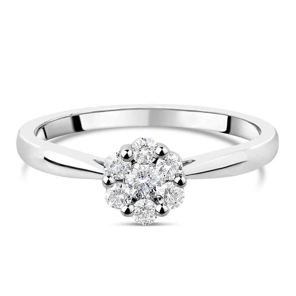 Platinum 0.25ct Diamond Flower Cluster Ring image number 4