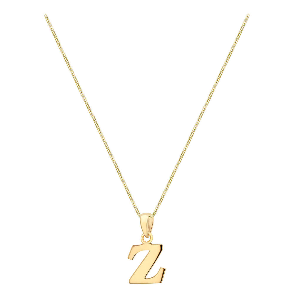 9ct Yellow Gold Plain Initial Z Pendant (Special Order) (Chain Included) image number 1