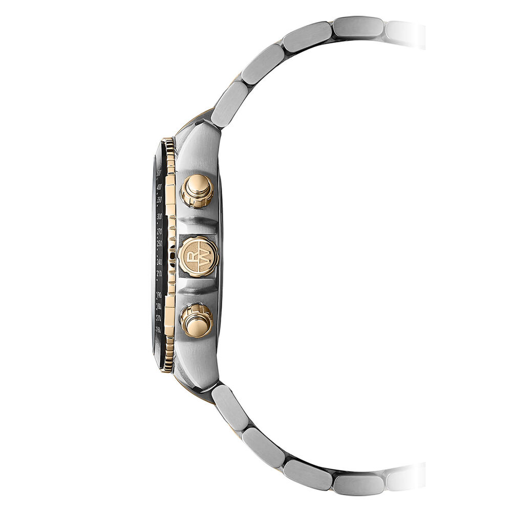 Raymond Weil Tango 43mm Quartz Black Dial Chronograph Steel & Rose Gold PVD Case Bracelet Watch image number 2