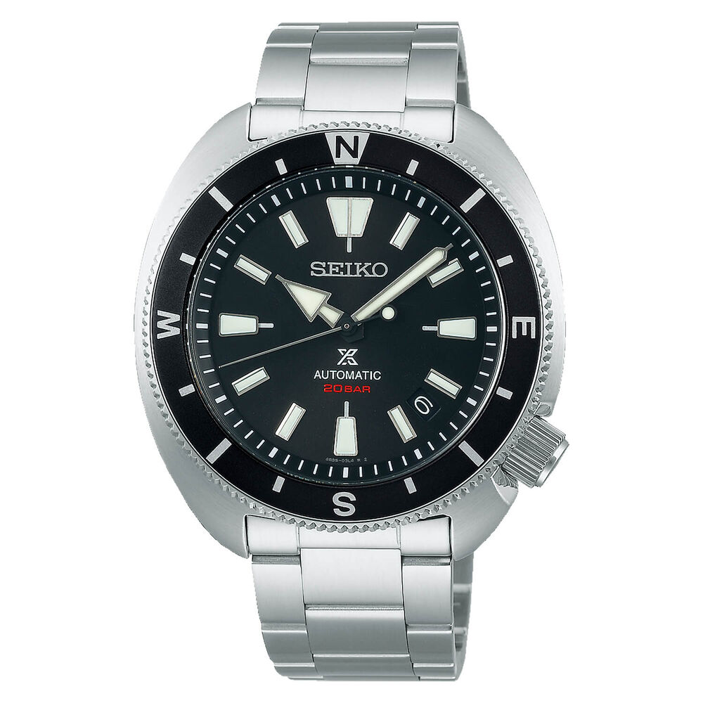 Seiko Prospex Tortoise 42.4mm Black Dial Black Bezel Steel Case Bracelet Watch