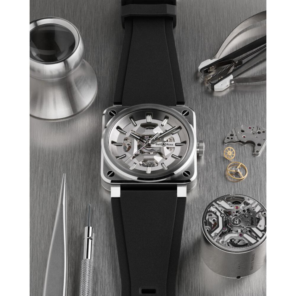 Bell & Ross BR-03 Skeleton Grey Steel 41mm Dial Black Rubber Strap Watch image number 5