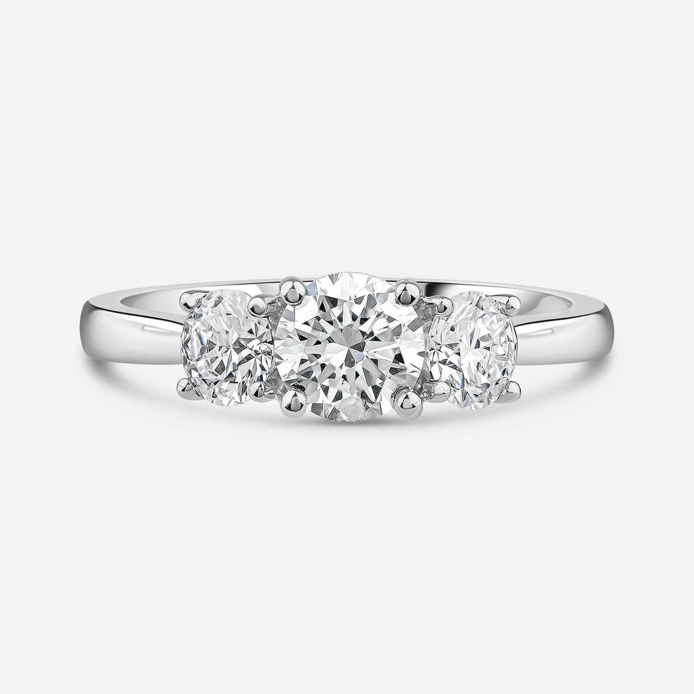 Born Platinum Lab Grown 1 carat 3 Stone Round Brilliant Diamond Ring